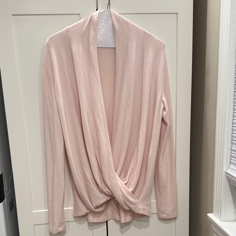 Soft Pink Draped Wrap Sweater